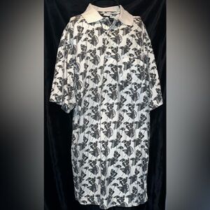 Men's Casual Black and White golf Patterned Shirt